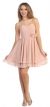 Strapless Overlap Bust Floral Accent Short Party Dress in Blush
